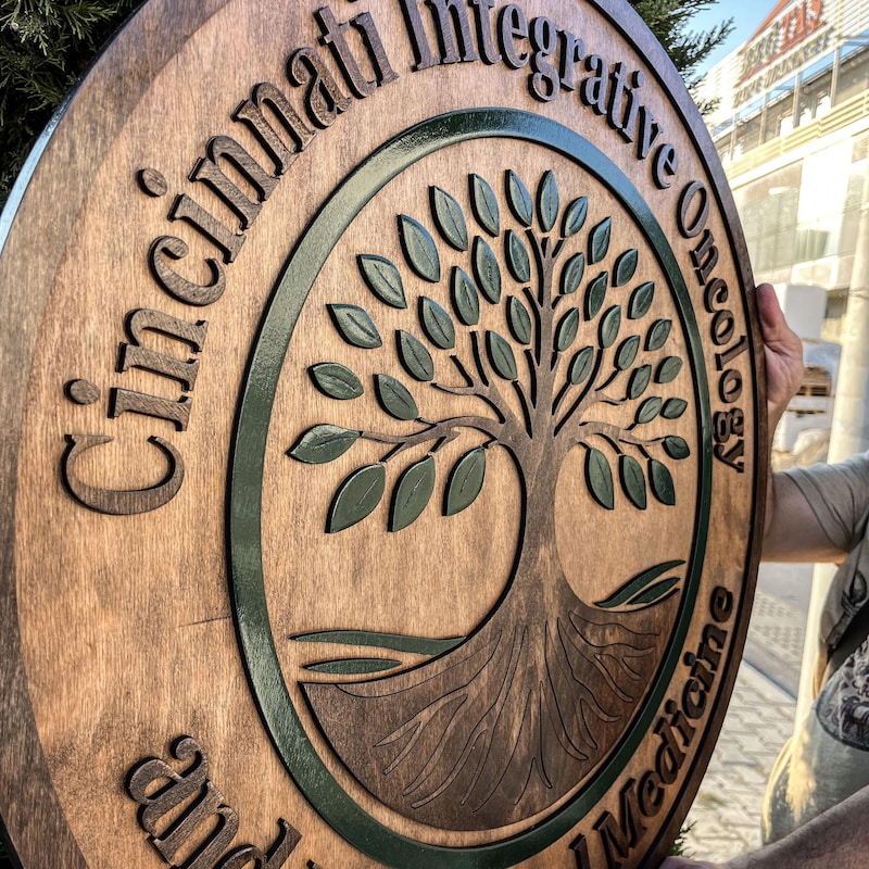 Round Medical & Office 3D Wood Logo Sign