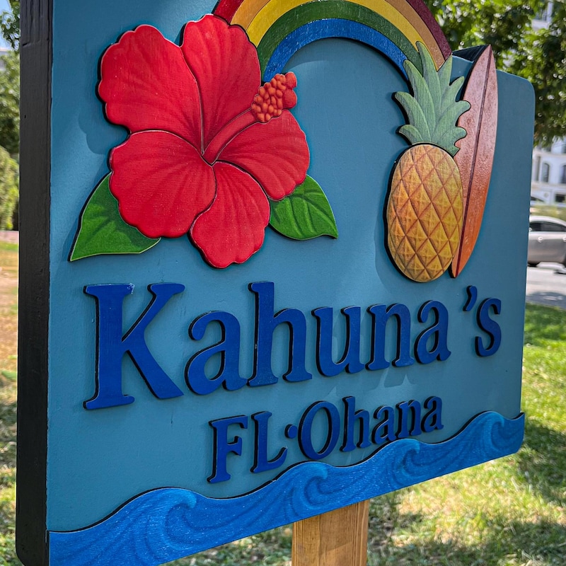 Tropical Beach House Cafe 3D Wood Sign