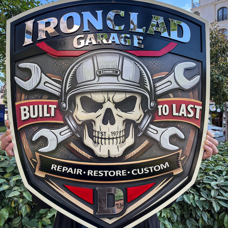 Garage & Auto Shop 3D Wood Logo Sign